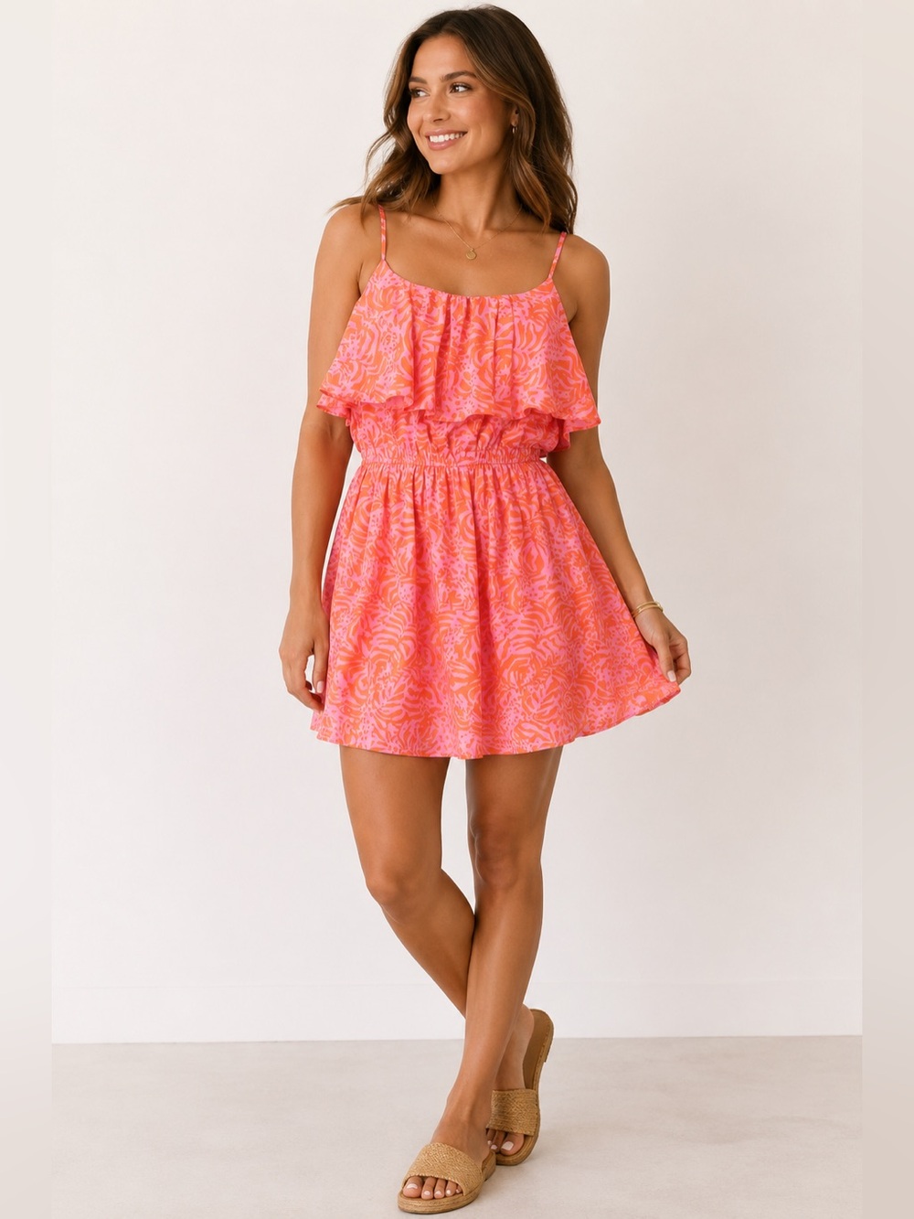 Lilly Pulitzer Target Giraffing Me Crazy Off Shoulder Mini Dress XS Pink Orange